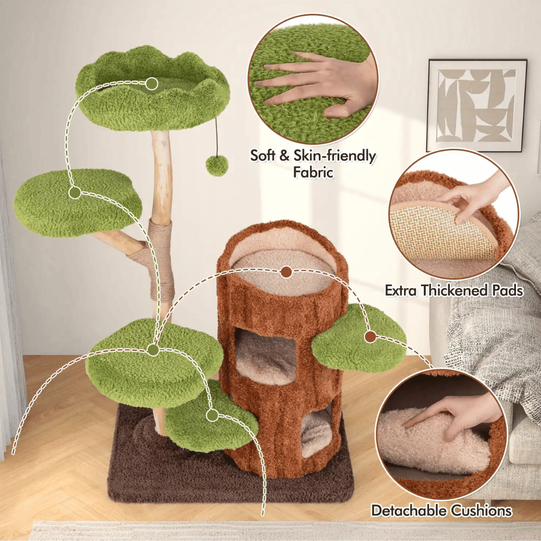 Purr-Perch Cat Tree Tower with Multi-Level Condo Nests 7