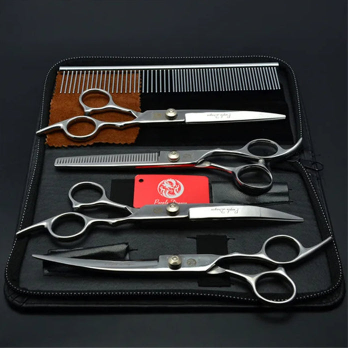 Professional Dog Grooming Scissors Set with Ergonomic Handles & Thinning Shears 1