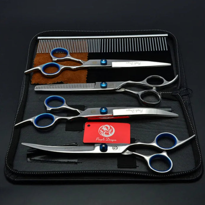 Professional Dog Grooming Scissors Set with Ergonomic Handles & Thinning Shears 4