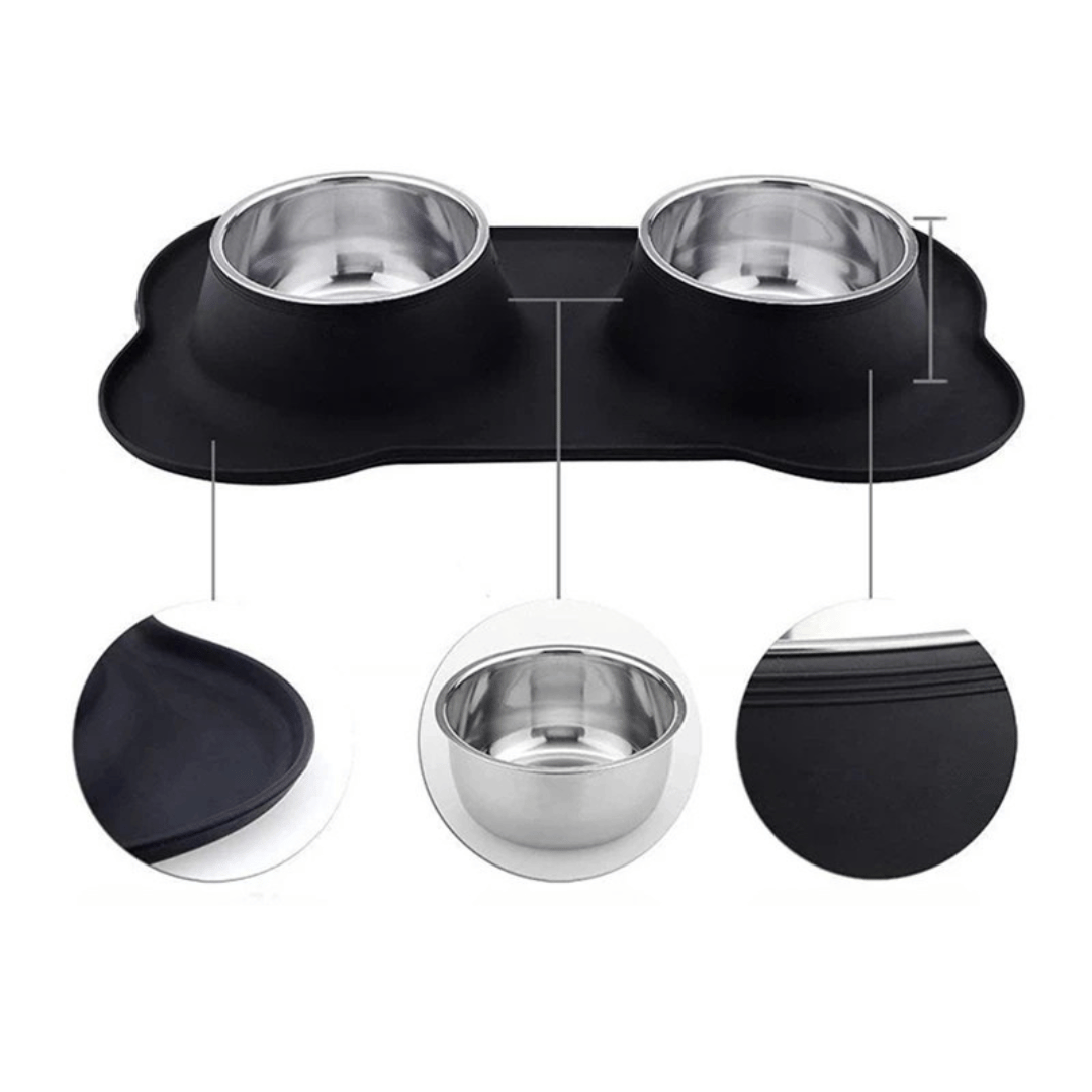 Stainless Steel Dog Bowls & Silicone Mat 6