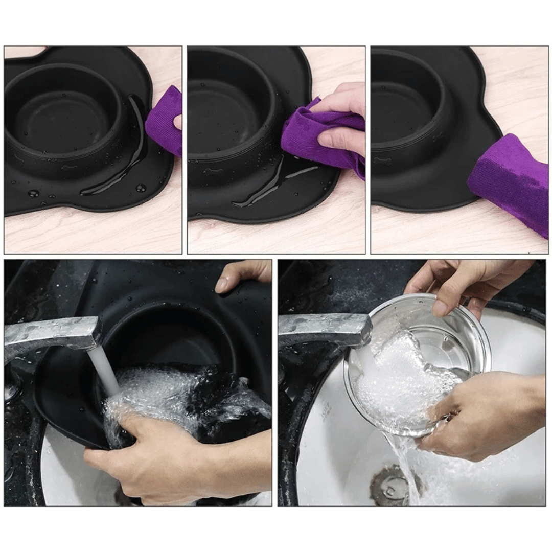 Stainless Steel Dog Bowls & Silicone Mat 7