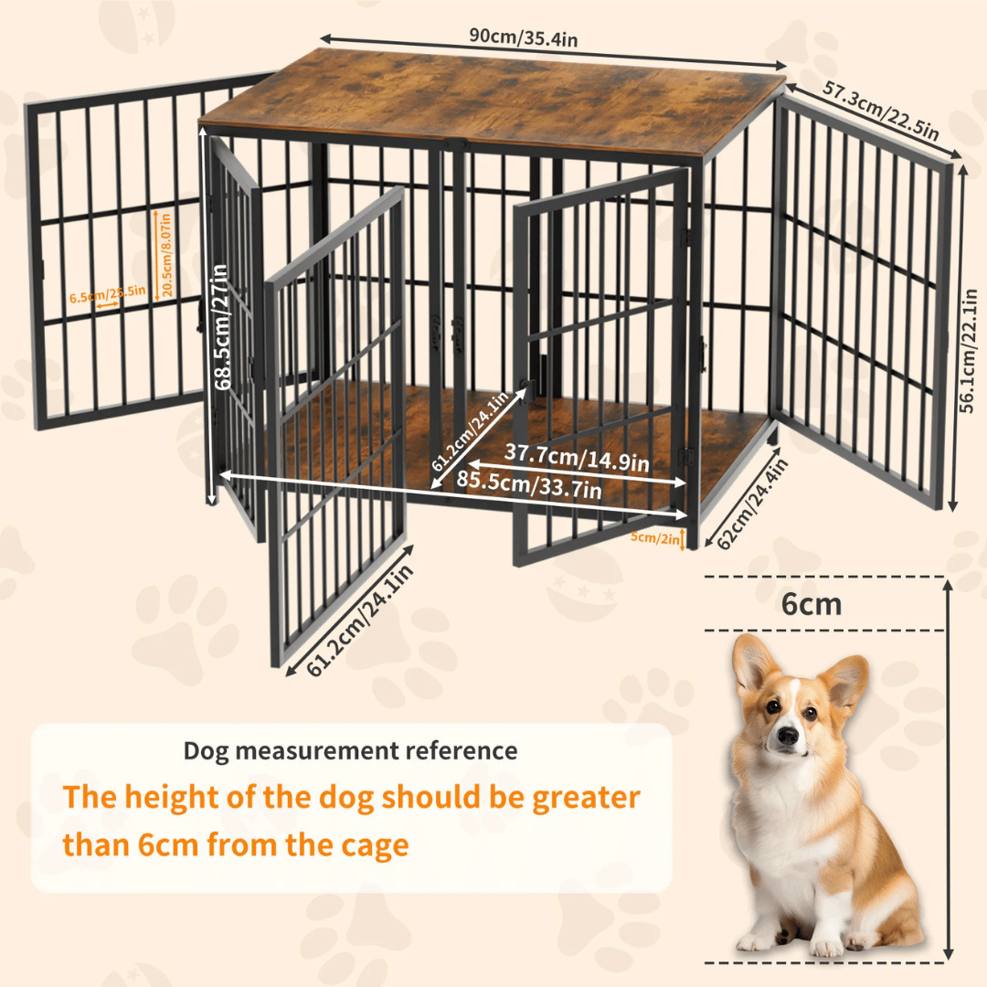 Strong & Secure Dog Crate Furniture with Wooden Table Top 7