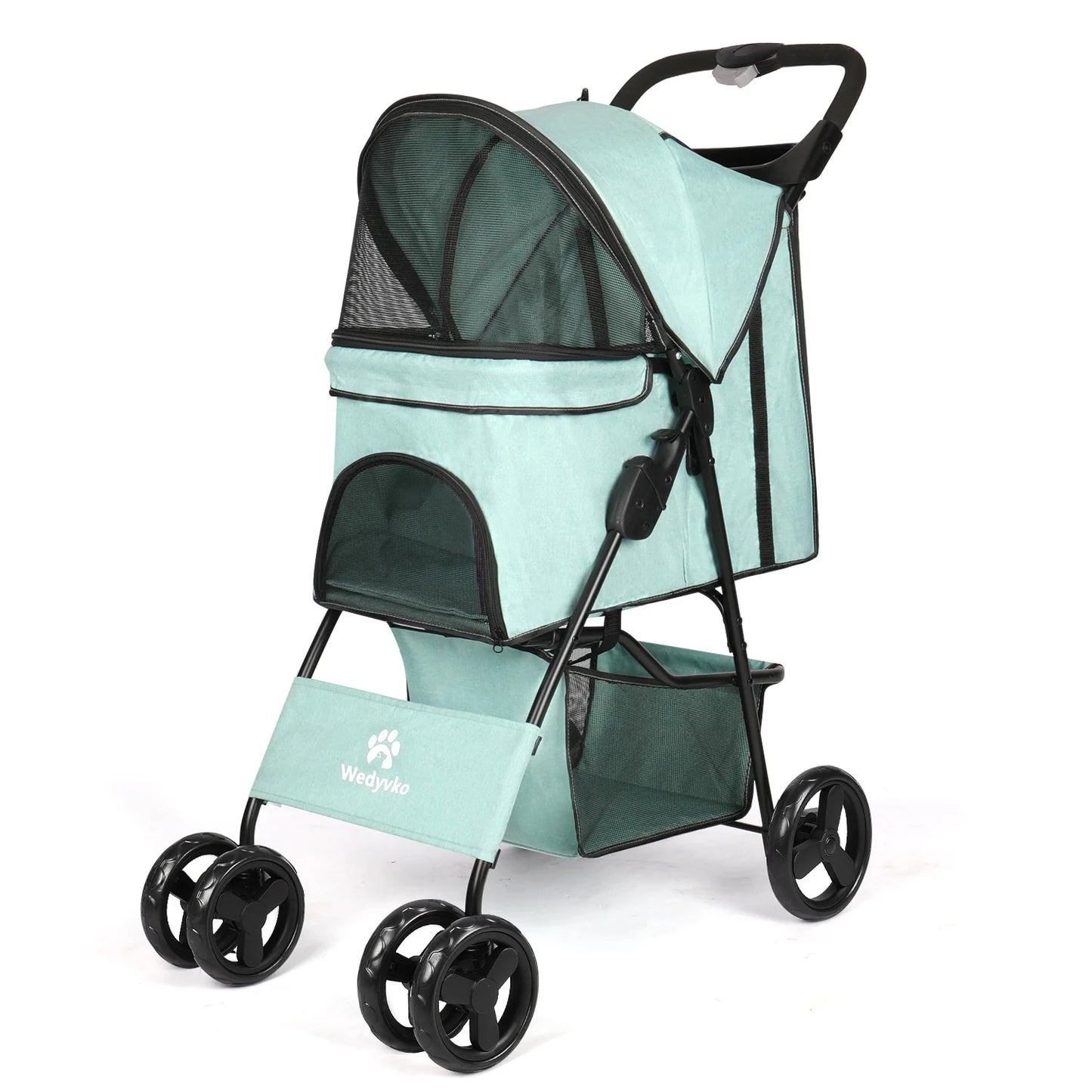 Spacious & Foldable Dog Stroller with Storage Basket 4