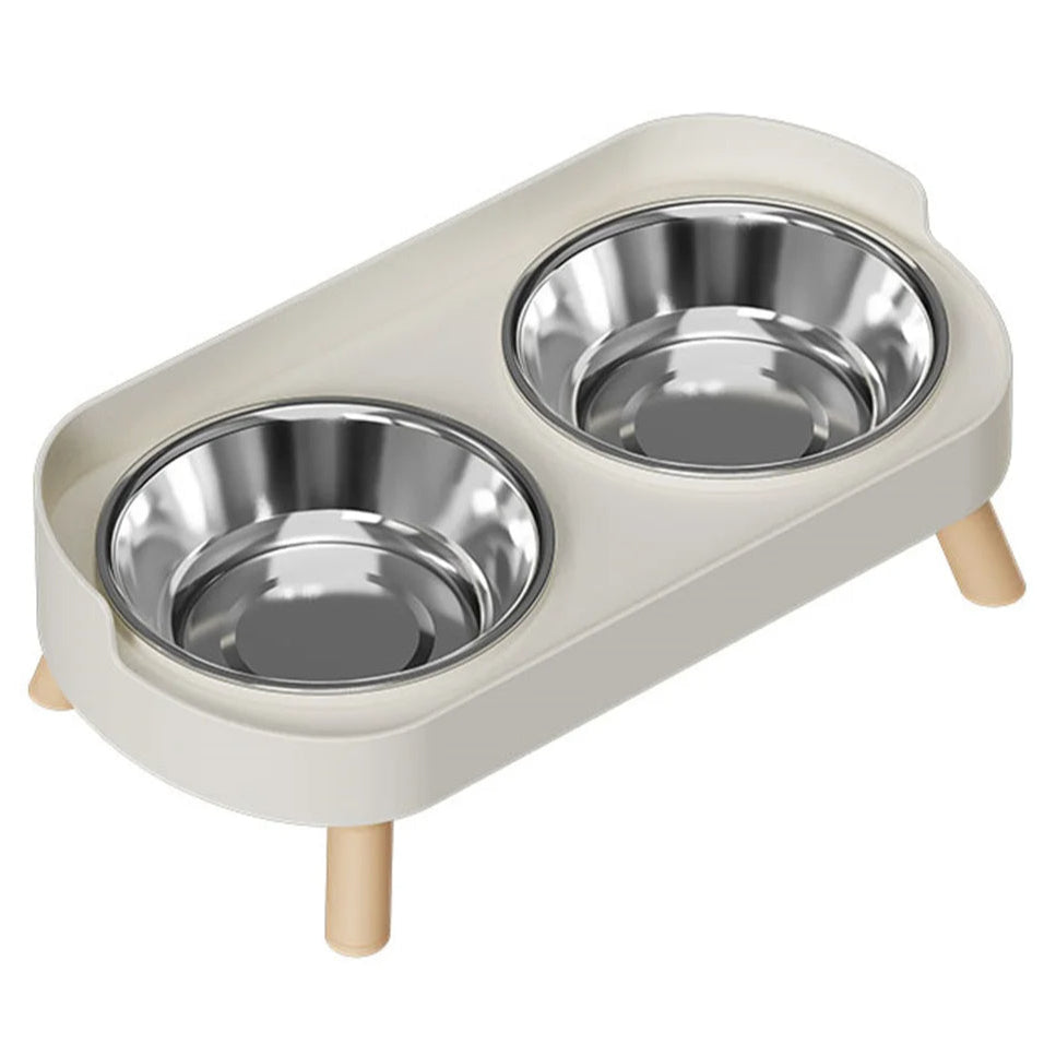 Raised Stand Stainless Steel Double Pet Food Bowls