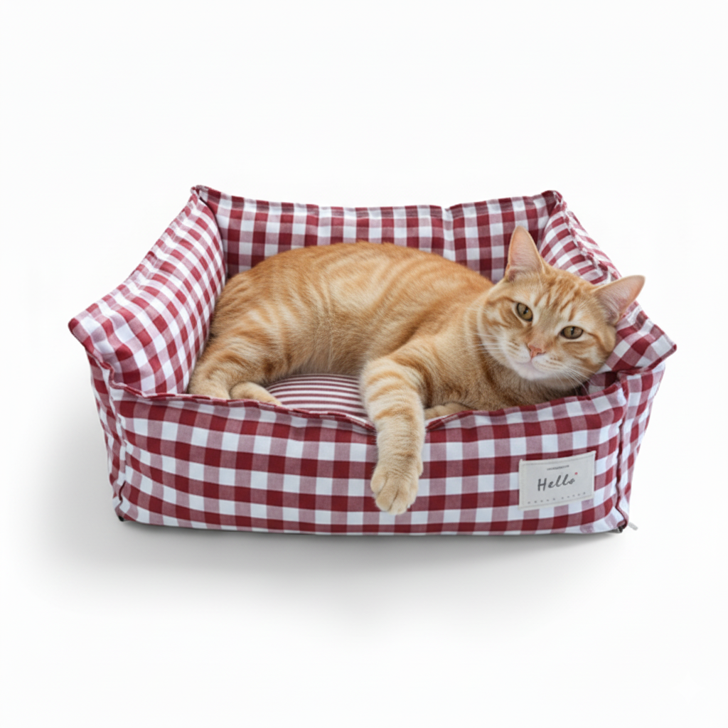 Checkered Pet Bed for Smaller Dogs & Cats