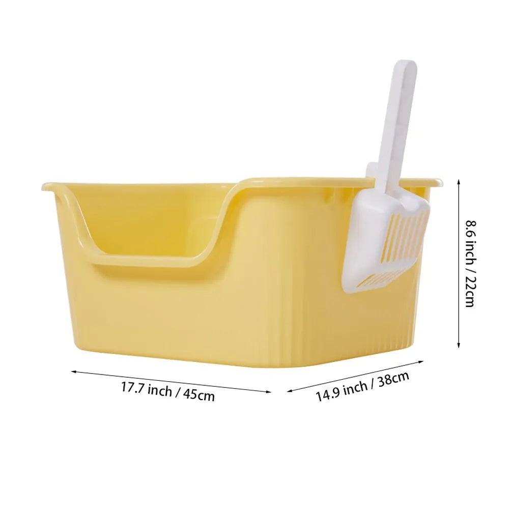 High-Sided Semi-Enclosed Cat Litter Box made from Durable Plastic | Scoop Included 12