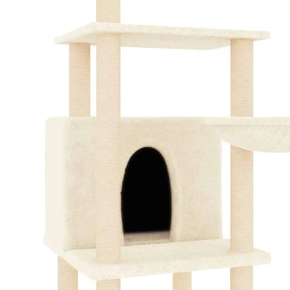 1.3 Metre Beige Cat Tree with Plush Condo, Basket & Perches 2