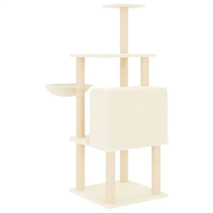 1.3 Metre Beige Cat Tree with Plush Condo, Basket & Perches 3