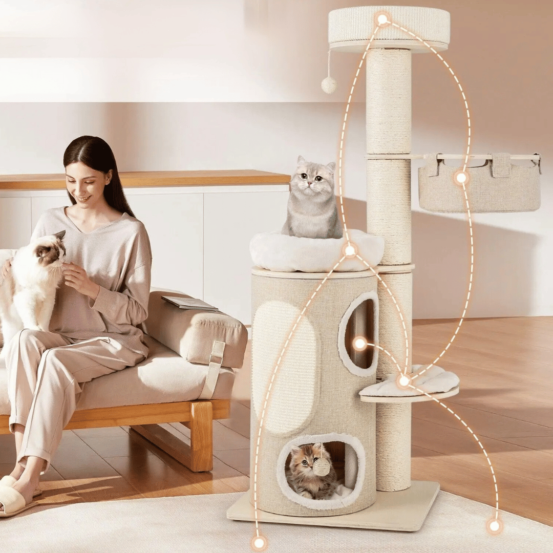 1.5 Metre Cat Tree Tower with 2-Storey Condo, Plush Perches & Scratching Post 3