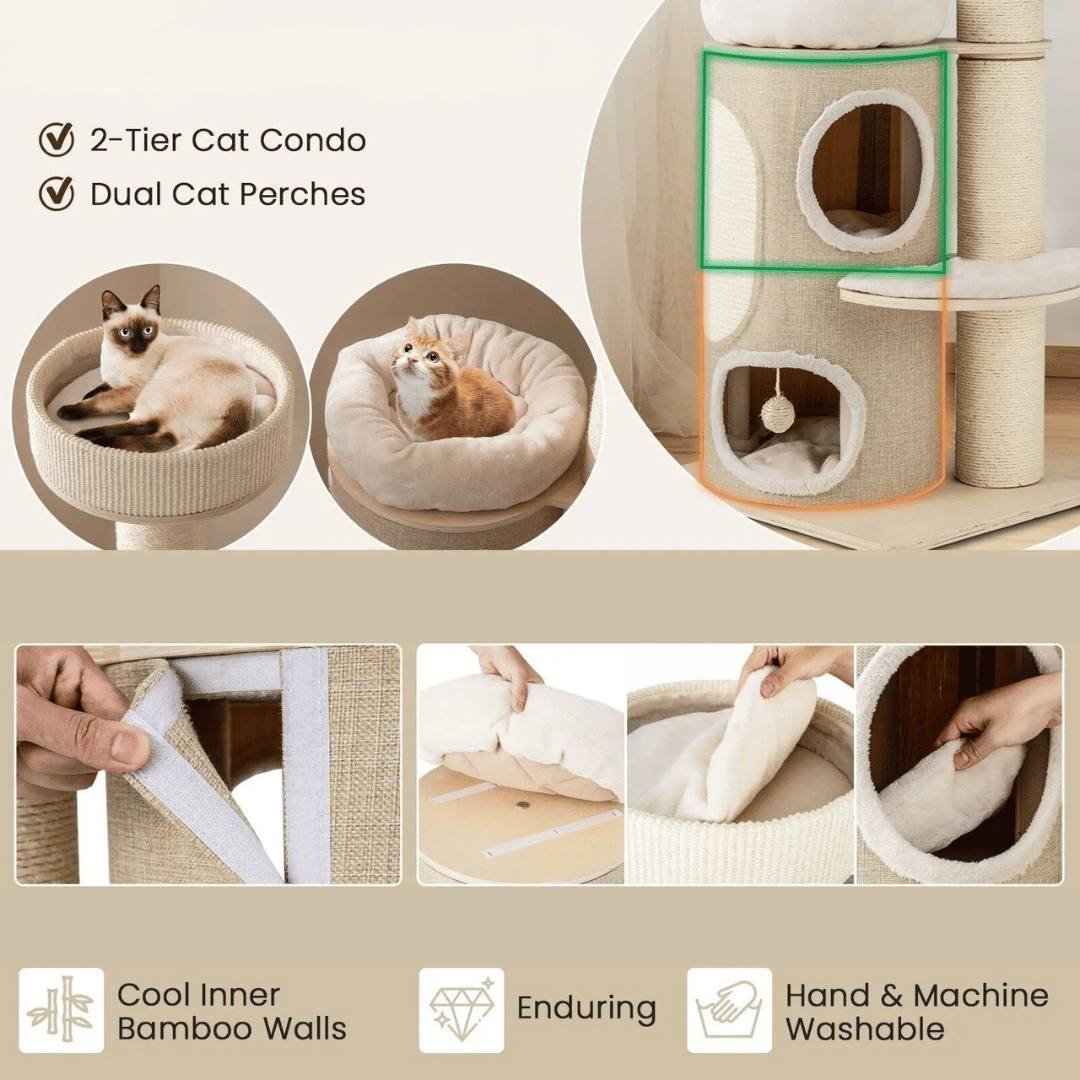 1.5 Metre Cat Tree Tower with 2-Storey Condo, Plush Perches & Scratching Post 4