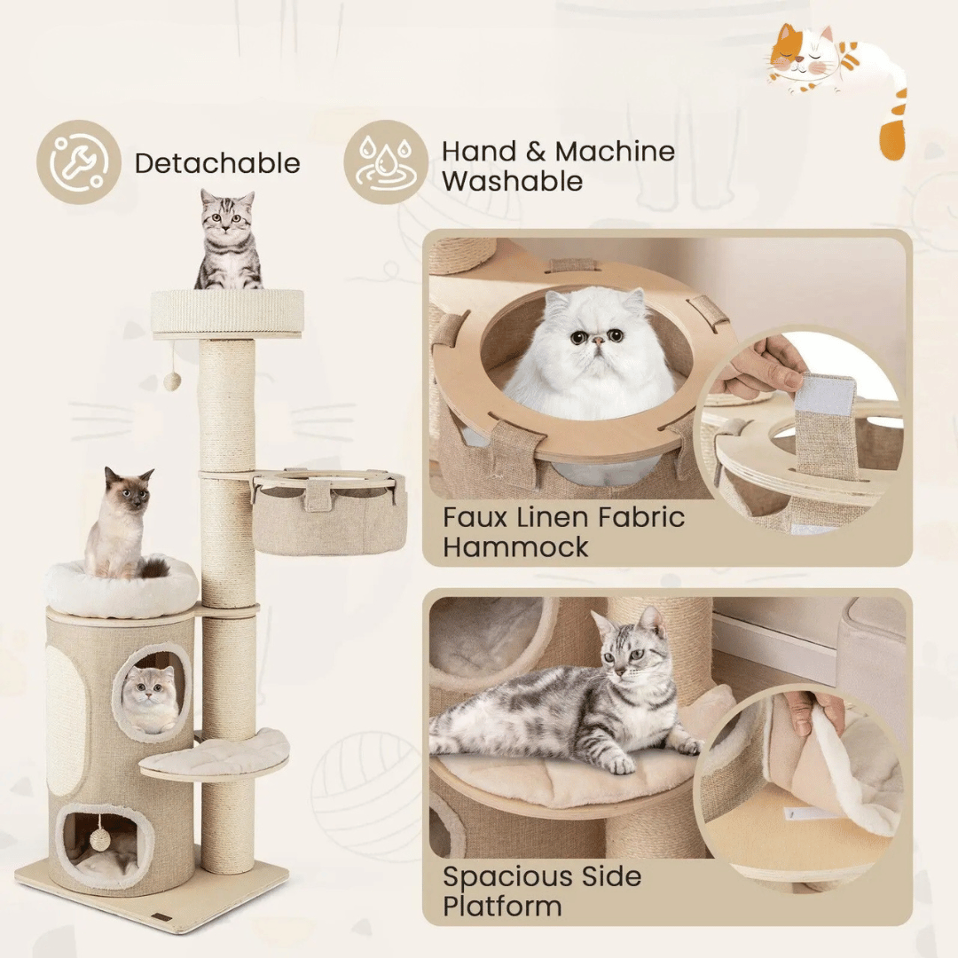 1.5 Metre Cat Tree Tower with 2-Storey Condo, Plush Perches & Scratching Post 5