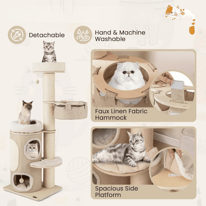 1.5 Metre Cat Tree Tower with 2-Storey Condo, Plush Perches & Scratching Post 5