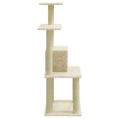 1 Metre Beige Cat Tree Tower with Plush Condo, Perches & Scratching Posts 5