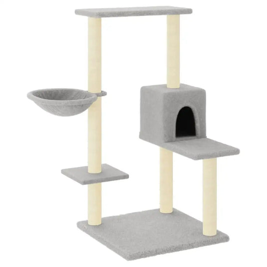 1 Metre Light Grey Cat Tree with Plush Condo, Perches & Basket 1