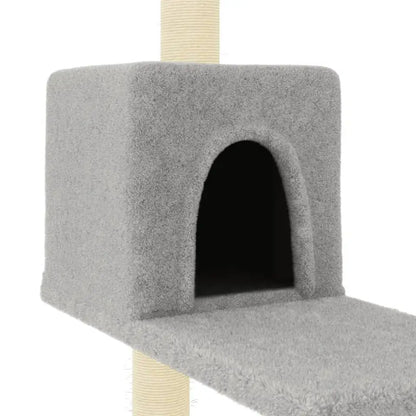 1 Metre Light Grey Cat Tree with Plush Condo, Perches & Basket 2