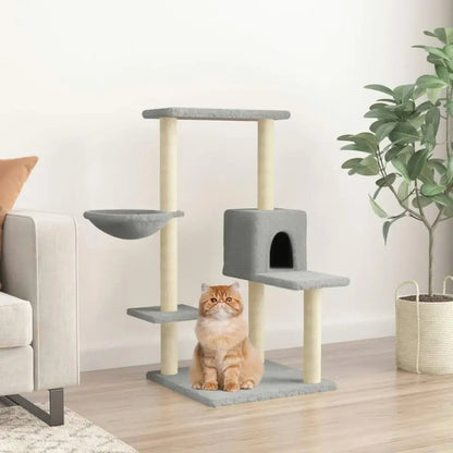 1 Metre Light Grey Cat Tree with Plush Condo, Perches & Basket 3