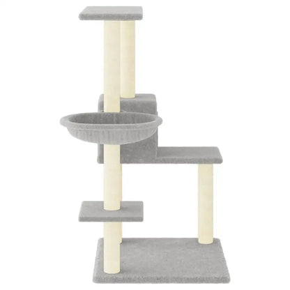 1 Metre Light Grey Cat Tree with Plush Condo, Perches & Basket 4