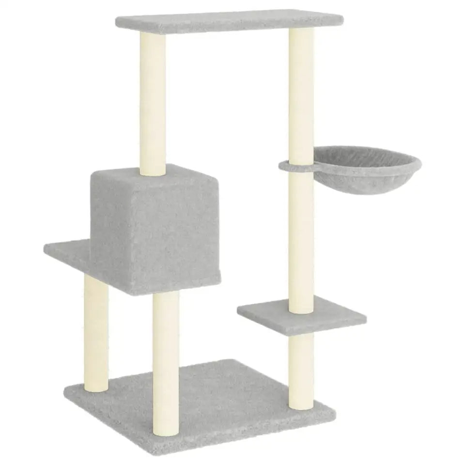 1 Metre Light Grey Cat Tree with Plush Condo, Perches & Basket 5