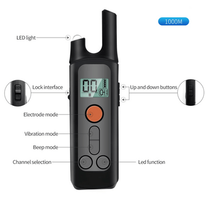1000m Remote Contolled Dog Training Collar with Shock, Vibration & Beep Modes 8