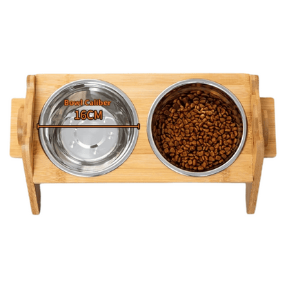 Wooden Adjustable Pet Feeding Station with Custom Height & Tilt for Small Dogs & Cats | Includes 2 Stainless Steel Dog Bowls 5