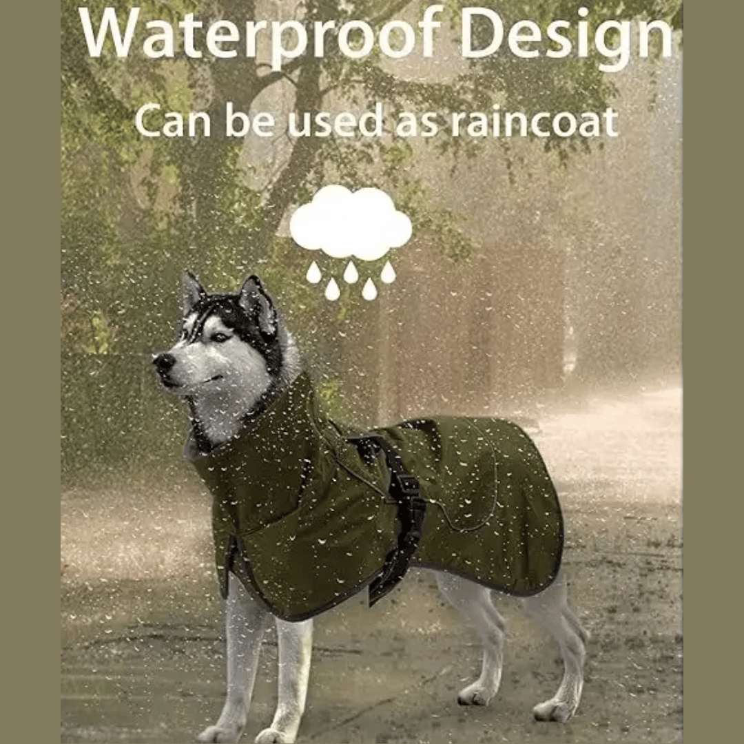 Waterproof & Warm Dog Jacket with Fleece Interior, Adjustable Neck & Reflective Piping 8