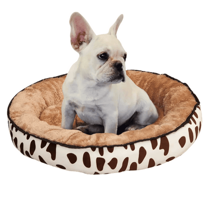 Washable Pet Bed with Cosy Fleece Interior for Dogs & Cats - Cow Print