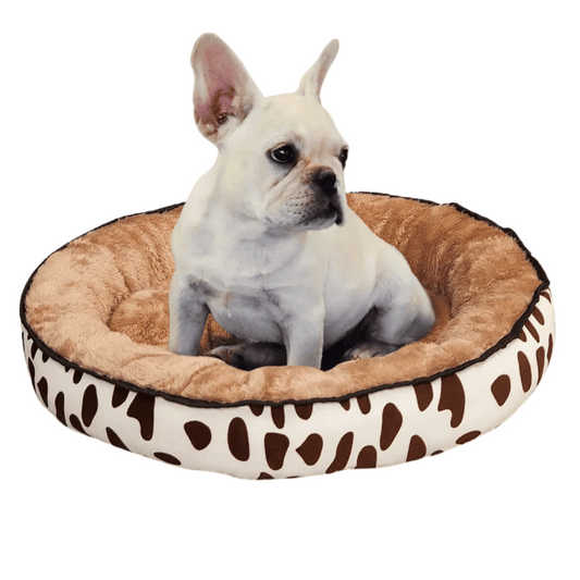 Washable Pet Bed with Cosy Fleece Interior for Dogs & Cats - Cow Print