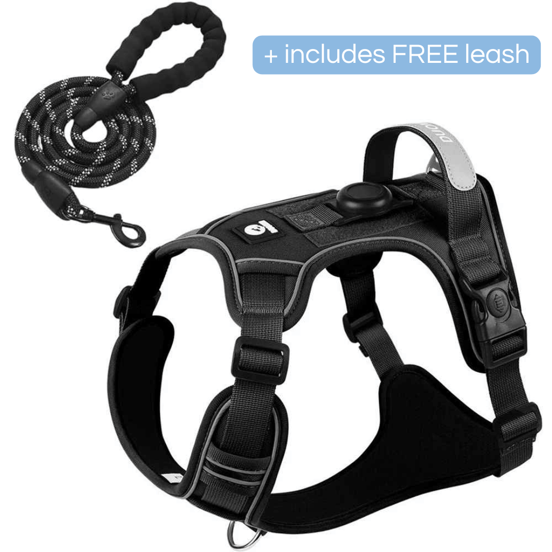 Comfortable & Reflective No-Pull Dog Harness with Strong Handle, Leash Clip & AirTag Holder