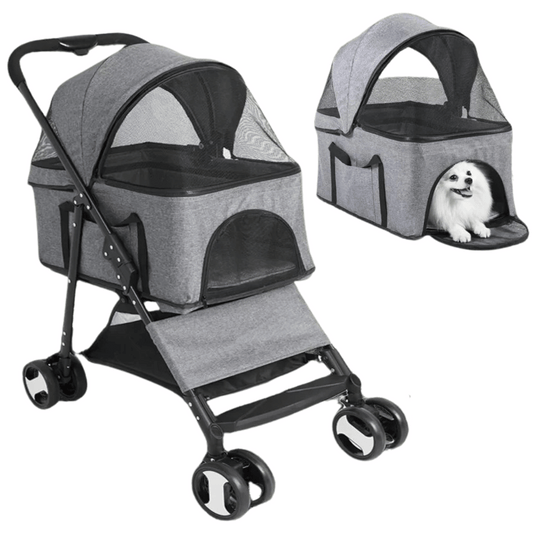 Quick-Fold Dog Stroller for Small Dogs with Removable Carry Basket Car Seat 1