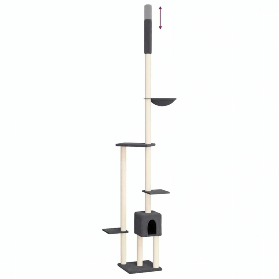 Floor-to-Ceiling Cat Tree Tower Scratching Posts with Plush Nest & Perches 4