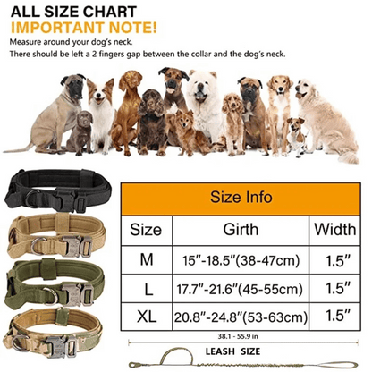 Heavy Duty Military-Style Tactical Dog Collar & Leash for Large & XL Dogs 19