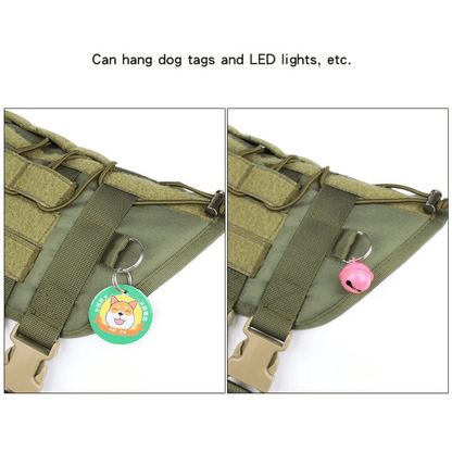 Robust Military-Style Dog Harness with Rubber Handle & Pouch | Tactical Dog Training Vest 16