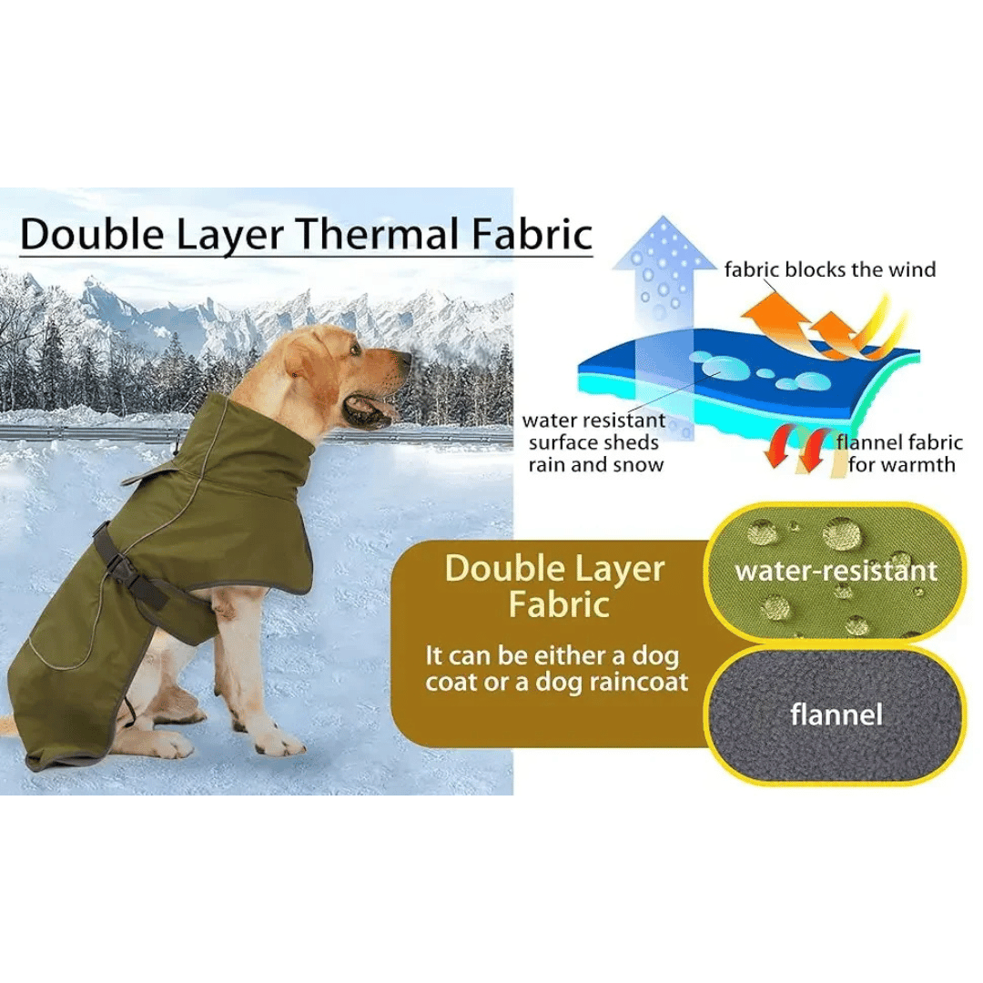 Waterproof & Warm Dog Jacket with Fleece Interior, Adjustable Neck & Reflective Piping 10