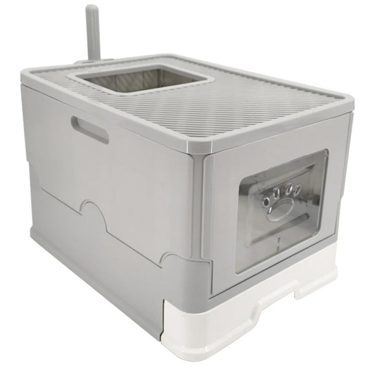 Cat Litter Box Enclosure with Double Entrance-Exit & Pull-Out Drawer Tray