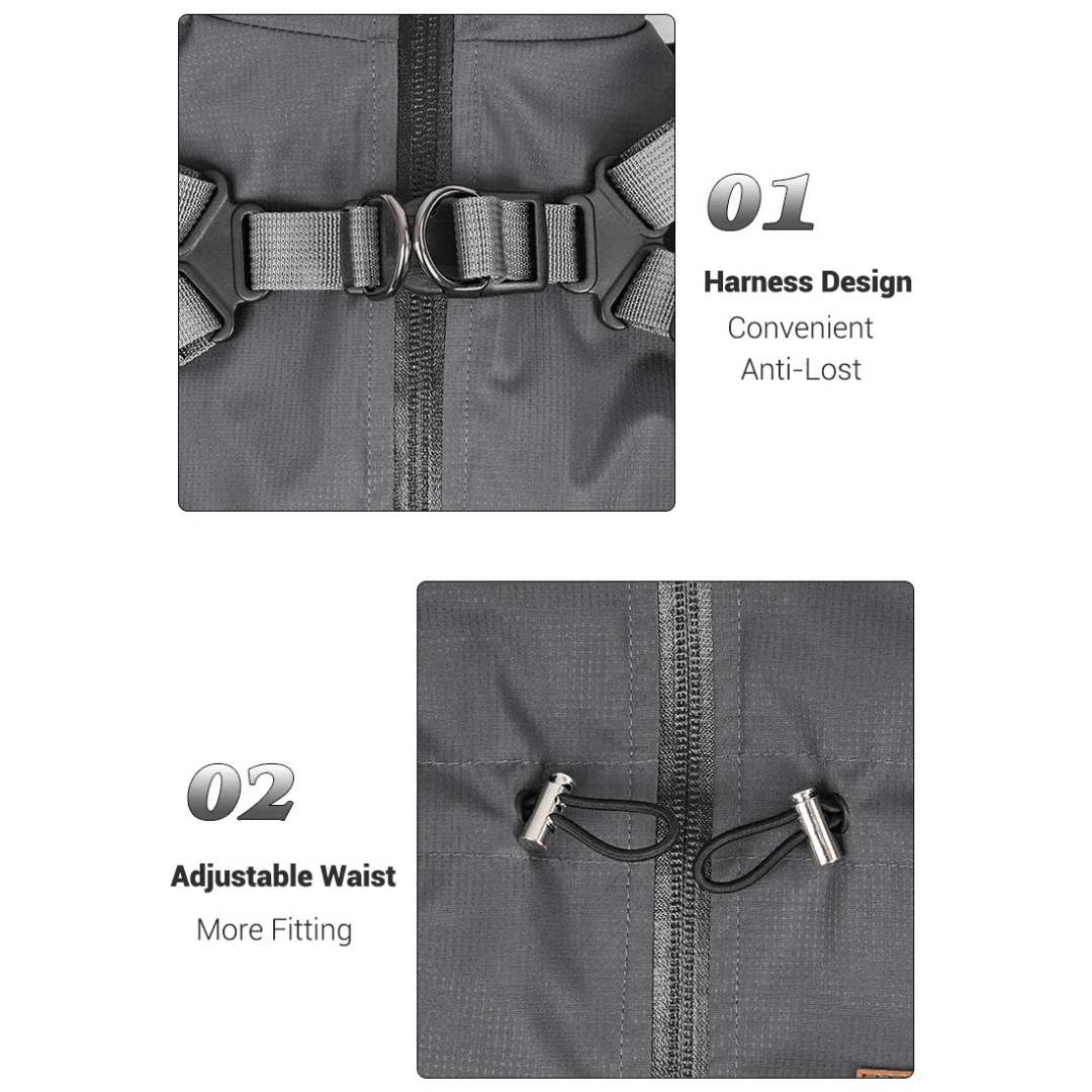Waterproof Dog Jacket Jumpsuit with Built-In Harness