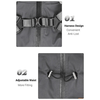 Waterproof Dog Jacket Jumpsuit with Built-In Harness