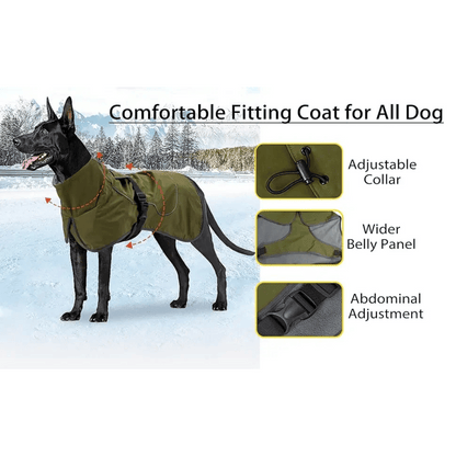 Waterproof & Warm Dog Jacket with Fleece Interior, Adjustable Neck & Reflective Piping 9