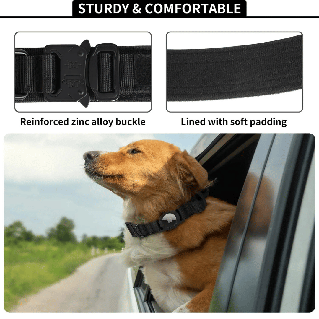 Heavy Duty Military-Style AirTag Holder Dog Collar | Tactical Air Tag Holder Collar 15