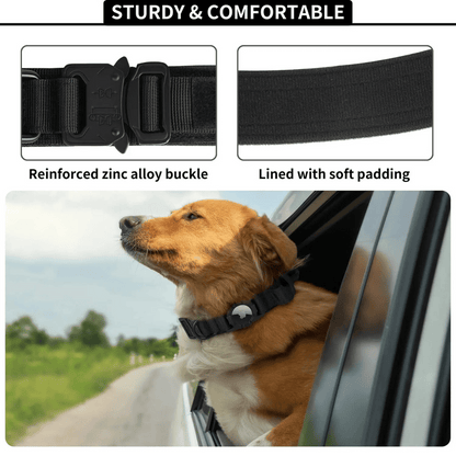 Heavy Duty Military-Style AirTag Holder Dog Collar | Tactical Air Tag Holder Collar 15