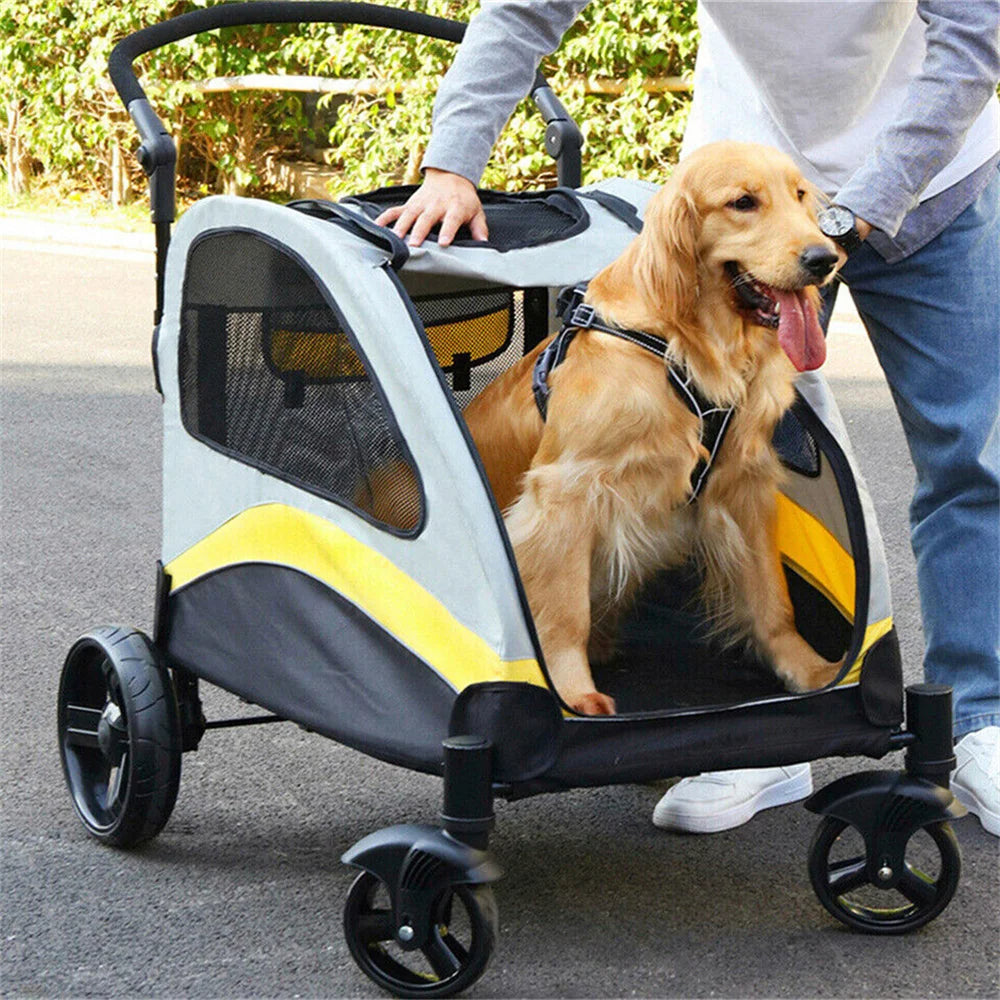 Spacious & Collapsible 4-Wheeler Dog Stroller for Large Breeds & Small Dogs 2