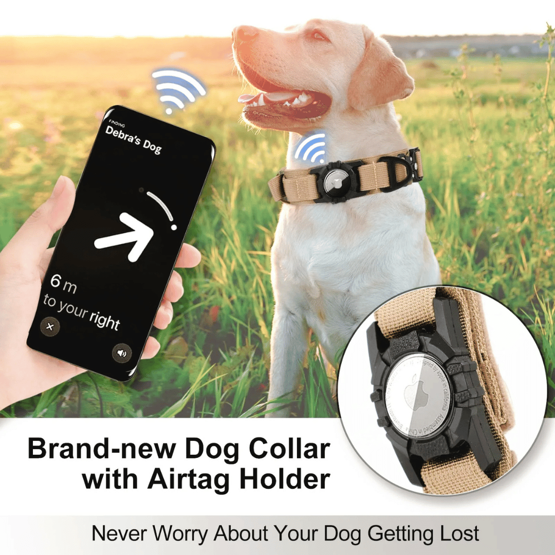 Heavy Duty Military-Style AirTag Holder Dog Collar | Tactical Air Tag Holder Collar 8