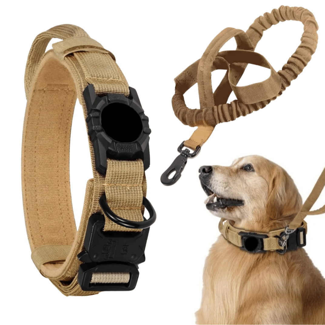 Heavy Duty Military-Style AirTag Holder Dog Collar & Leash | Tactical Air Tag Holder Dog Collar & Lead 7