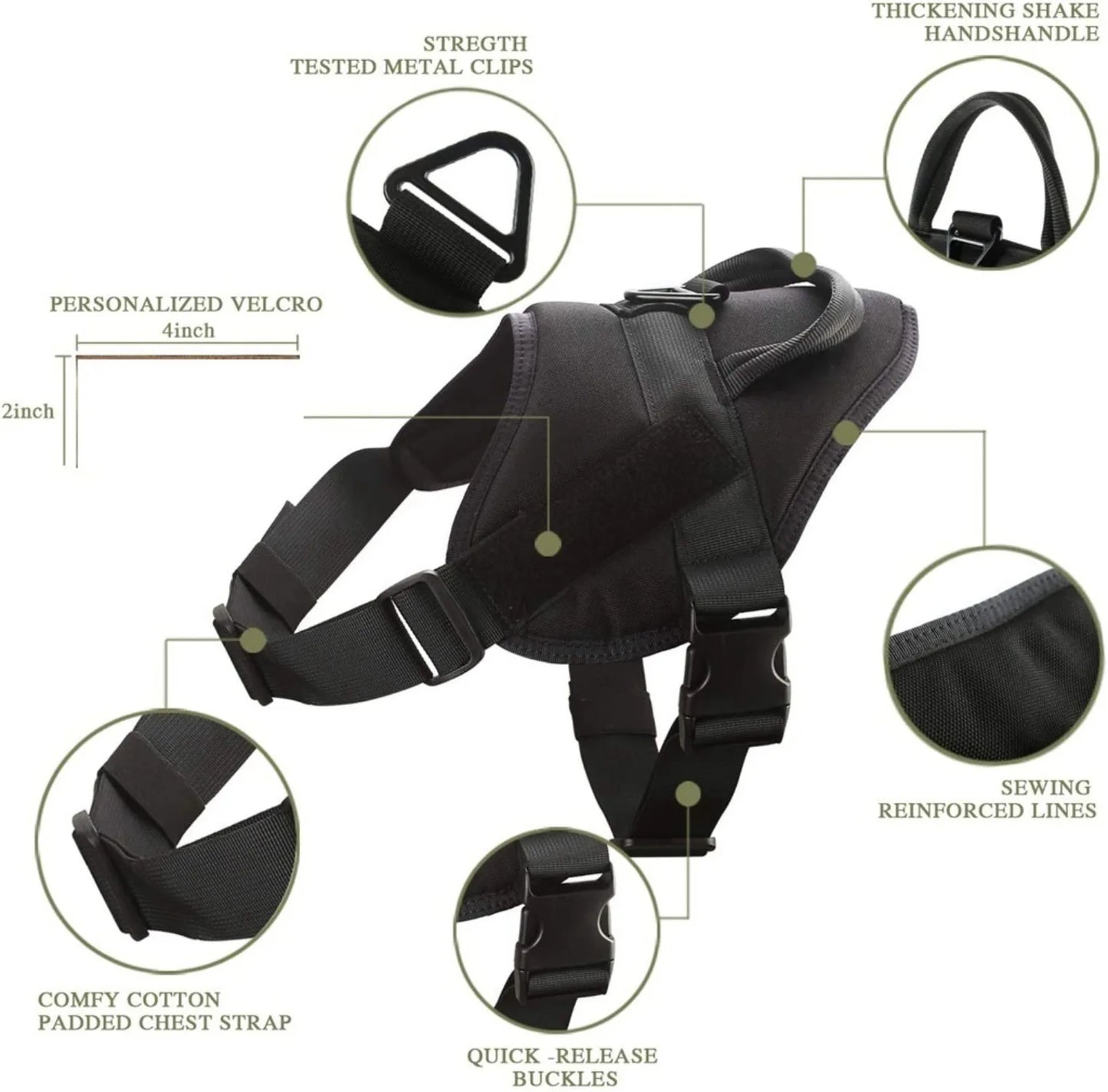 Supportive Military-Style Dog Harness for Big Dogs | Padded No-Pull Dog Vest with Handle 11