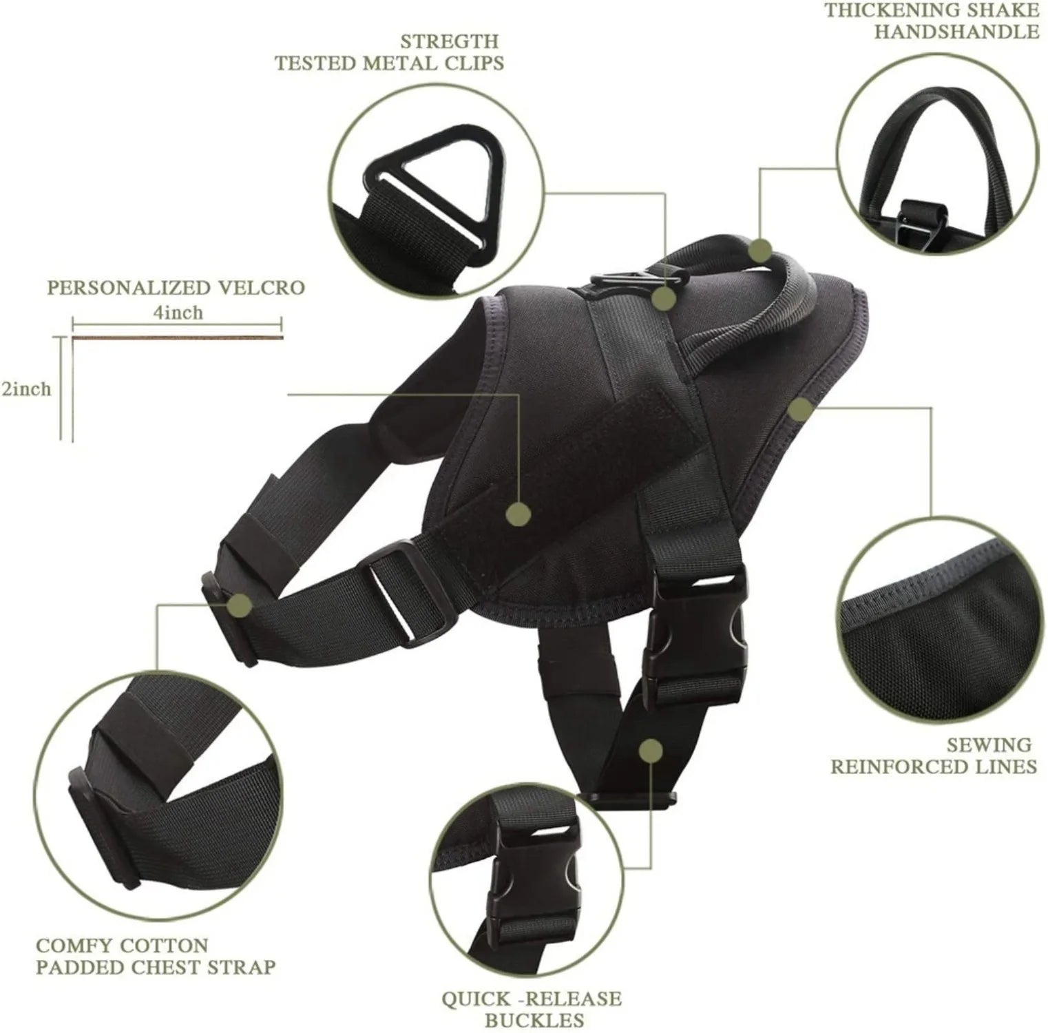 Supportive Military-Style Dog Harness for Big Dogs | Padded No-Pull Dog Vest with Handle 11