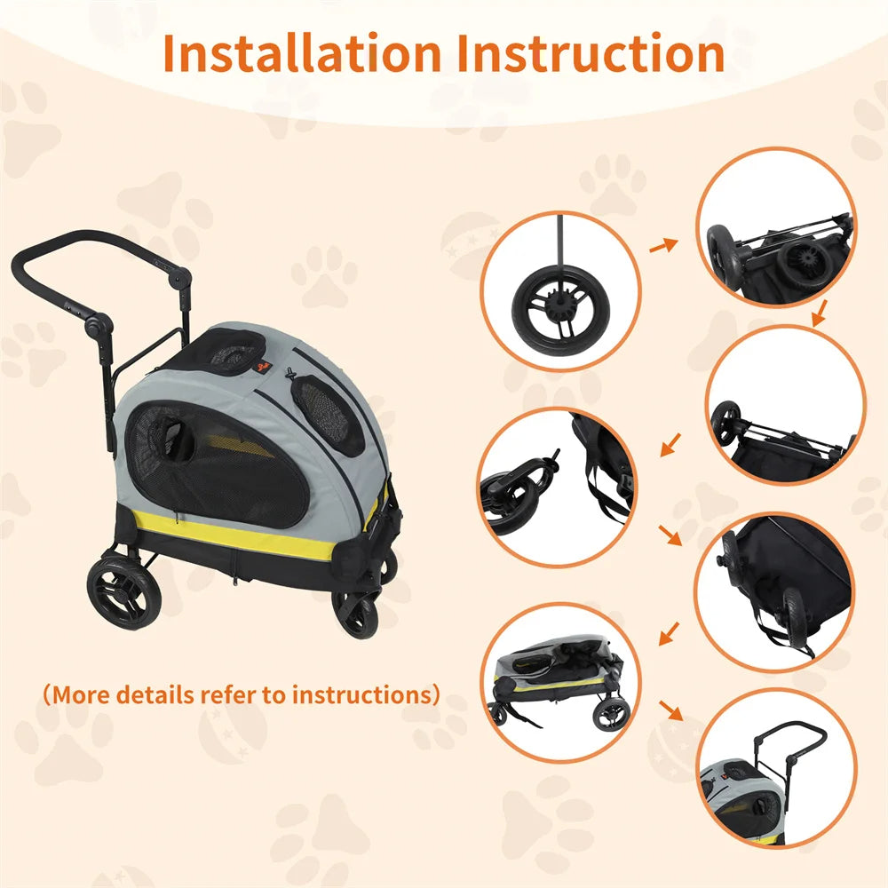 2-In-1 Collapsible Dog Stroller & Car Seat Travel Crate for Small Dogs 11