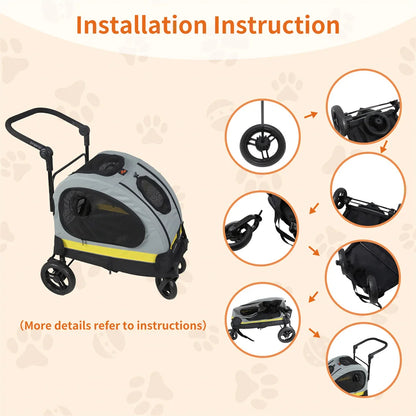 2-In-1 Collapsible Dog Stroller & Car Seat Travel Crate for Small Dogs 11