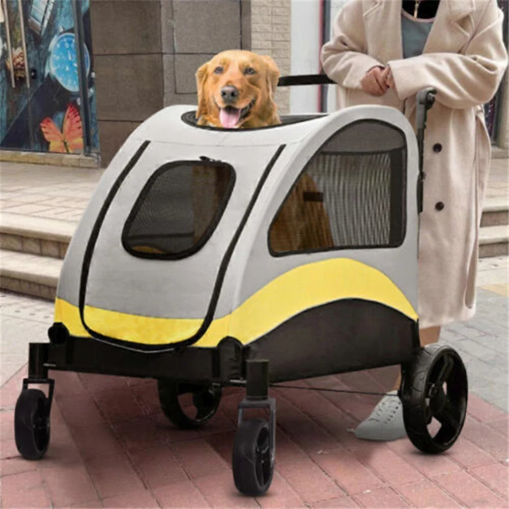 Spacious & Collapsible 4-Wheeler Dog Stroller for Large Breeds & Small Dogs 6