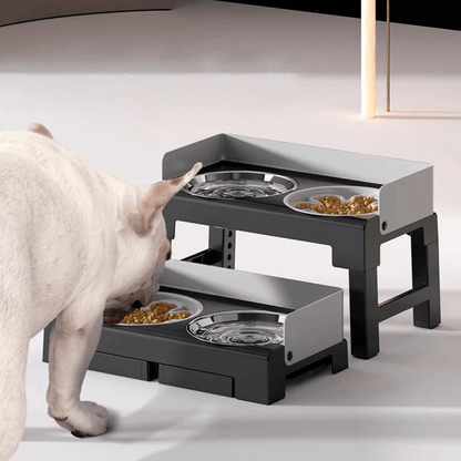 Adjustable Raised Dog Feeding Station with Stainless Steel & Slow-Feeding Bowls 10