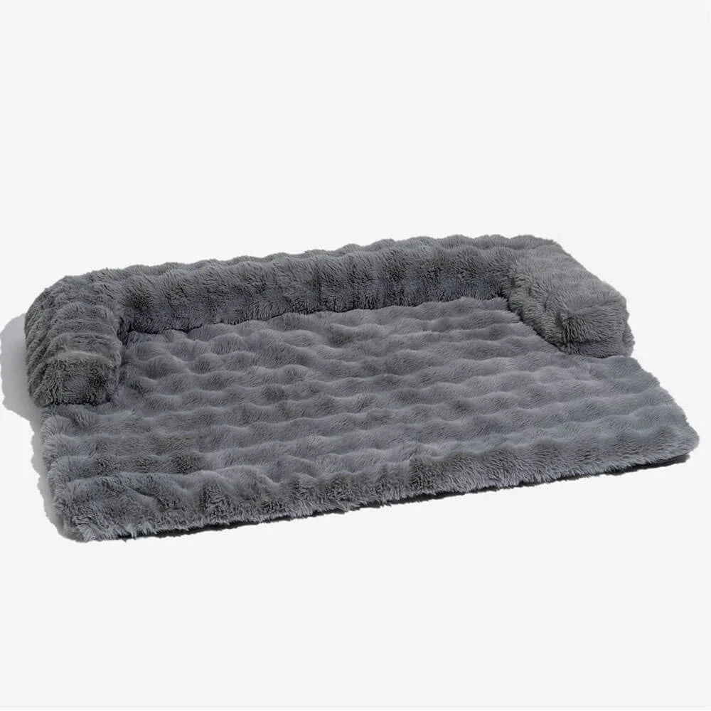 Fluffy Calming Dog Bed Sofa Protector with Bolster for Smaller Dogs & Cats 12