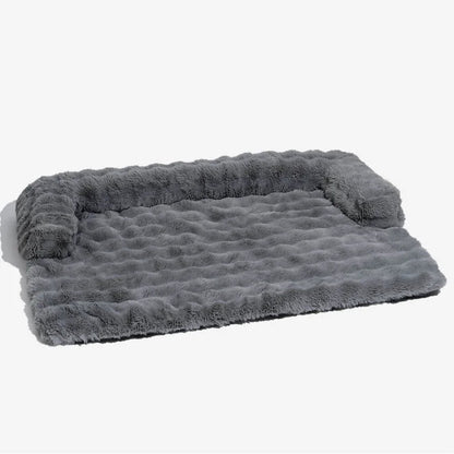 Fluffy Calming Dog Bed Sofa Protector with Bolster for Smaller Dogs & Cats 12